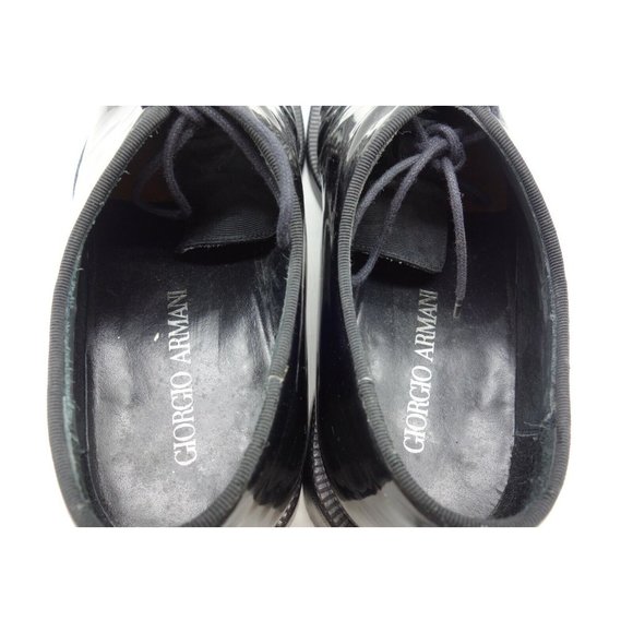 Giorgio Armani Black Patent Leather Whole Cut Tuxedo Oxfords Shoes Mens 42.5 / 9 main image 8